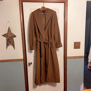 Full length wool wrap coat.